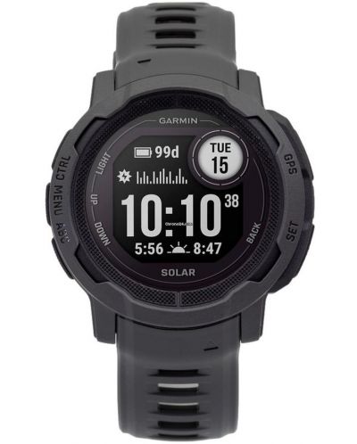 Смарт часовник Garmin - Instinct 2 Solar, 45mm, графит/черен - 1